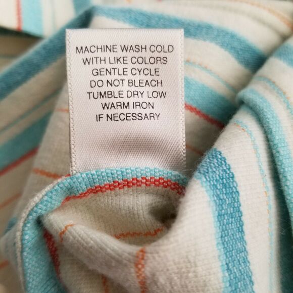 Christopher & Banks Blazer Aqua Blue & Cream Striped Stretch Pockets Small Y2K - Picture 6 of 8